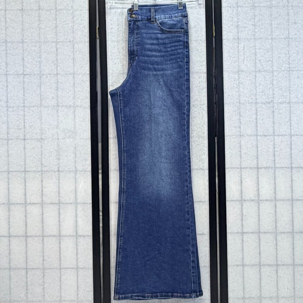 Sofia Vergara Hi Rise Margot Wide Leg Faded Stretch Denim Jeans 14 Medium Wash - Picture 6 of 13